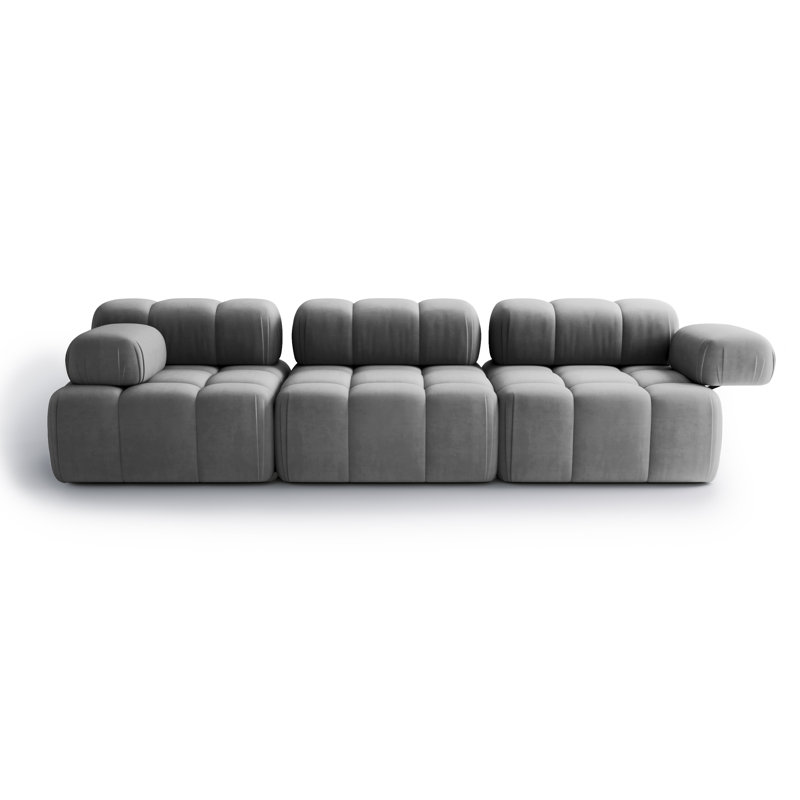 3 Seater Velvet Sectional, Grey