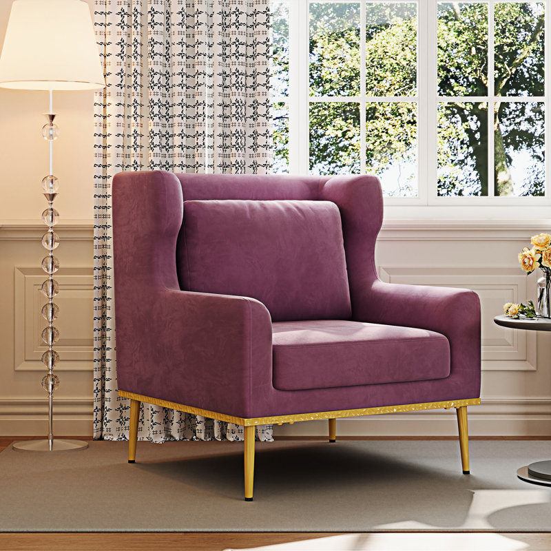 Fauteuil avec accoudoirs et canapé simple, Mauve