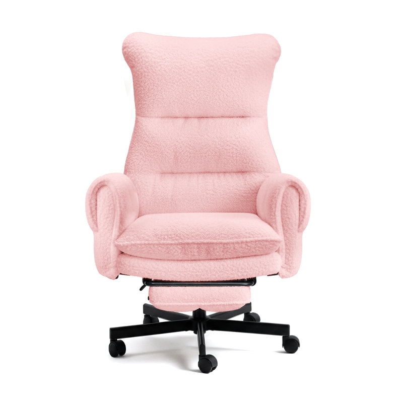 Big and Tall Teddy Office Chair, Flip Armrests for Pets & Cross Legged Sitting, Executive Ergonomic Computer Gaming Chair with Foot Rest