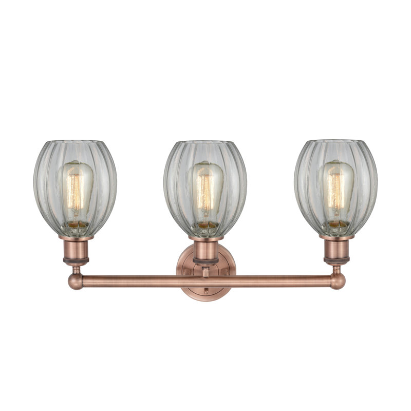 Éclairage pour salle de bain 3 lumières à intensité variable en métal l 23,5 po Bolduc, Transparent, Cuivre antique