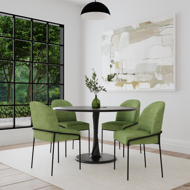 Chaise de salle à manger rembourrée Burhans, Vert Loden