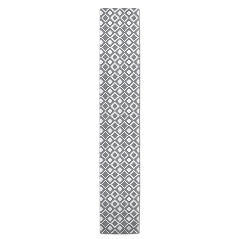 Chemin de table en losanges pointillé Nalston, 72 po x 16 po, Gris, Géométrique 3