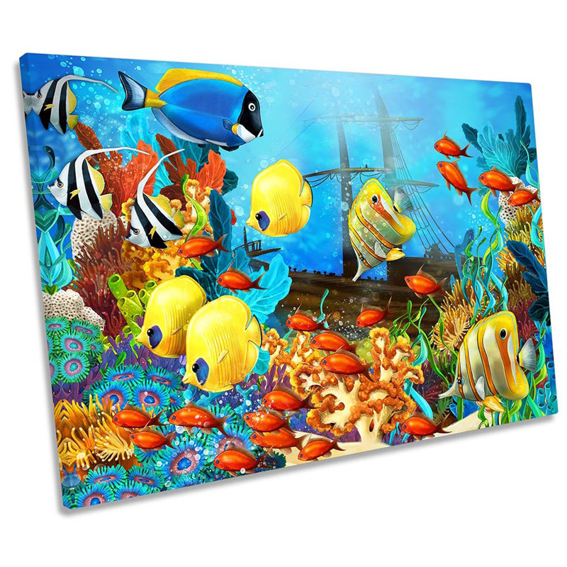 Marine Fish Coral Tropical Repro - Wrapped Canvas Print, 40.6cm H x 61cm W x 2cm D