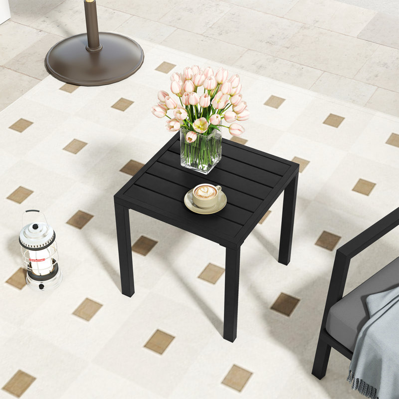 Table d'appoint d'extérieur en aluminium noir 1 pièce Heim, Noir