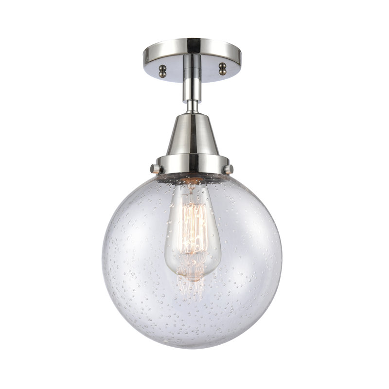 Amede Glass Flush Mount, 12.75" H x 8" W x 8" D, Seedy, Polished Chrome