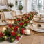 8.8FT Pre-Lit Artificial Christmas Pine Garland with Frosted Tips, Pinecones, and Red Berries