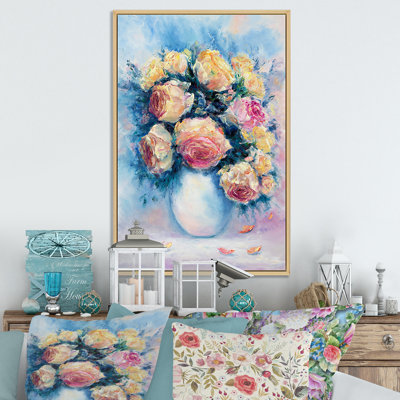 «Life Still Illustration Of Roses Vase», reproduction d'art sur toile traditionnelle
