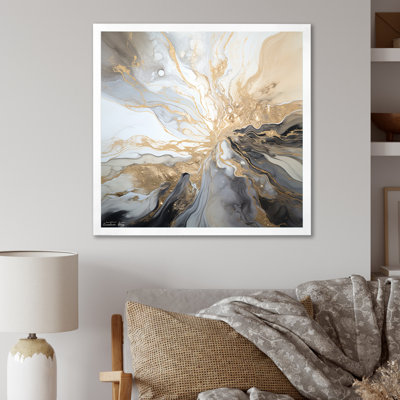 Explosion d'art liquide beige et noir