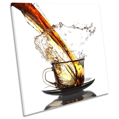 Z6092 Tea Cup Pour Café Kitchen Picture - Wrapped Canvas Print