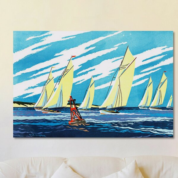 Marmont Hill Yellow Sailboats On Canvas Print | Wayfair