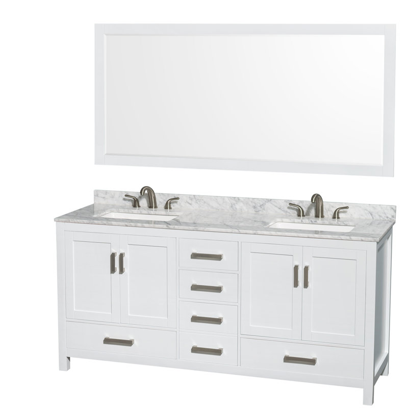 Sheffield 72" Double Bathroom Vanity Set with Mirror