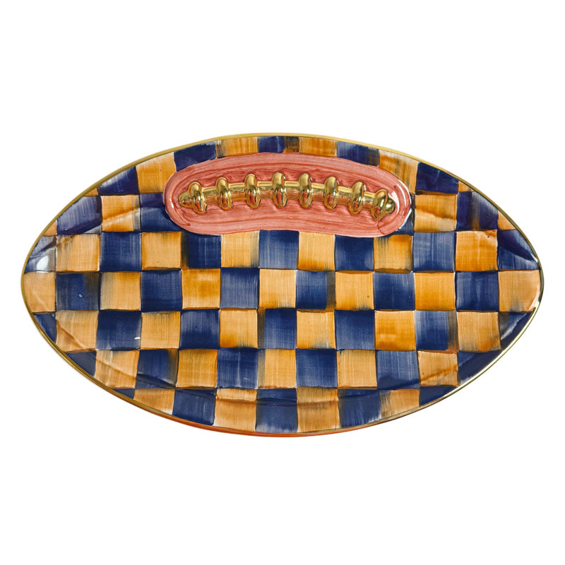 Ginger & Royal Check Football Platter, Navy/Brown