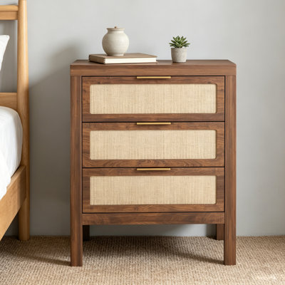 24" 3 Drawer Dresser, Bedside Table For Bedroom, Modern Nightstand, Chest Of Drawers, 3-Drawer Bedside Chest with Smooth Metal Slides, Side Table, Multifunctional Storage Night Stand for Bedroom, Entryway, Hallway, Living Room