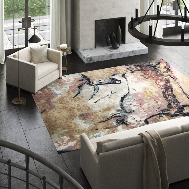 Windsom Hand-Knotted High-Quality Black Area Rug, Rectangle 9' x 11'11"