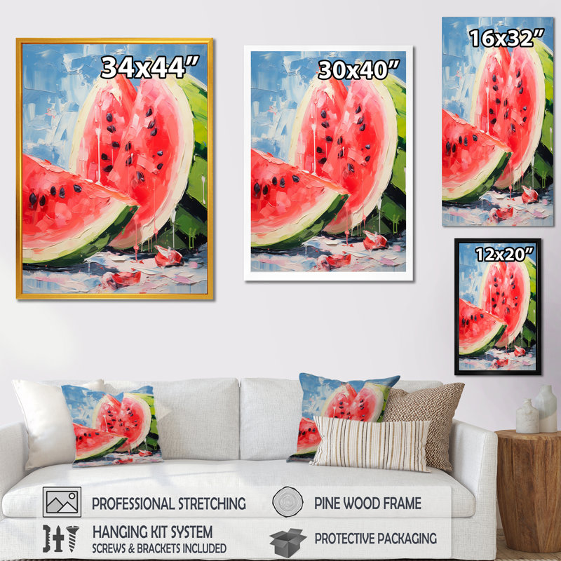 «Summertime Watermelon Fruit 2 - Fruits», art mural, H 32 po x l 24 po x P 1 po