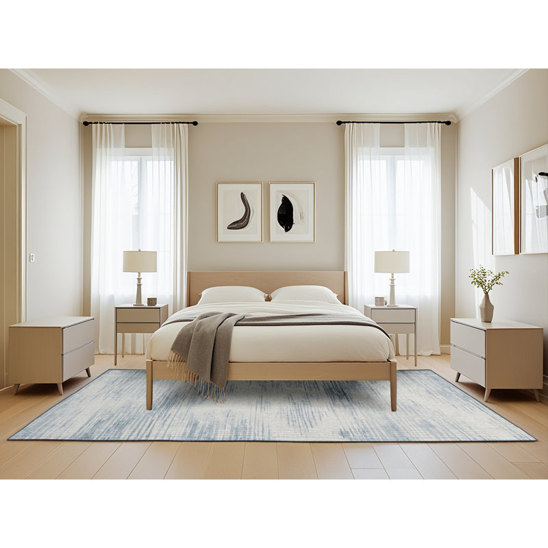 Machine Washable Abstract Gray Area Rug, Rectangle 5' x 8'
