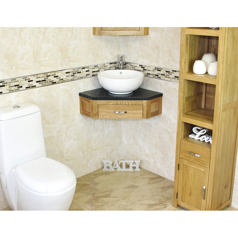 Covarrubias 550mm Single Bathroom Vanity with Vessel Ceramic Basin, Black Quartz
