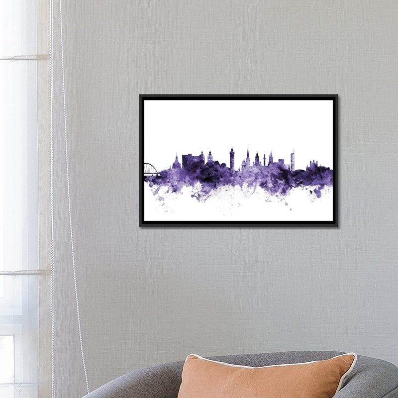 «Glasgow, Écosse» par Michael Tompsett, impression sur toile tendue, H 18 po x l 26 po x P 1,5 po, Toile avec cadre noir