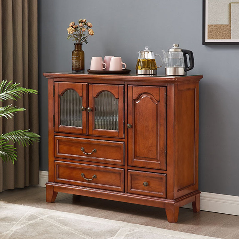 Buffet en merisier massif et bois manufacturé, Cerise profonde