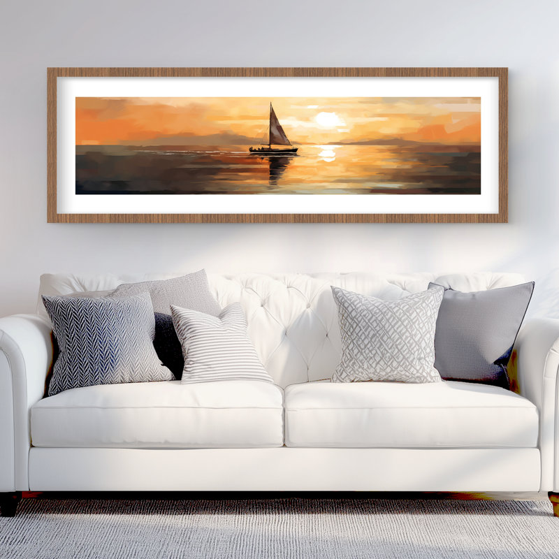 Night Sails - White Beach Framed Matted Print for Home Decor
