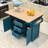 Rolling Expandable Kitchen Island with 2 Drop Leaf, Built-In Power Outlets and Storage Cabient-1520393168
