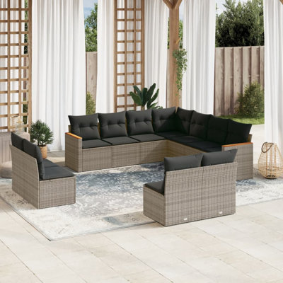 Ensemble de canapé de jardin Vidaxl PE rotin acier thermolaqué
