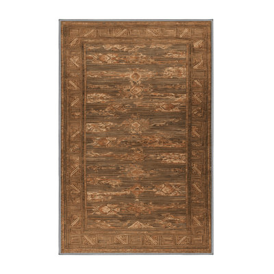 Machine Washable Art Deco Brown Area Rug