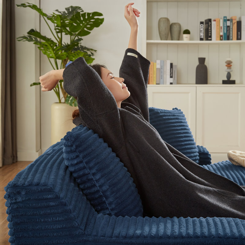 Boneless 78" Oversized Double Chaise Lounges Indoor, Upholstered Boneless Cloud Stupendous Oversized Chaise Lounge Couch Luxury Sofa Bed Deep Seat, Corduroy Lounge Chair,2 Pieces