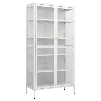 vidaXL Display Cabinet Steel and Tempered Glass Side Furniture Multi Colors