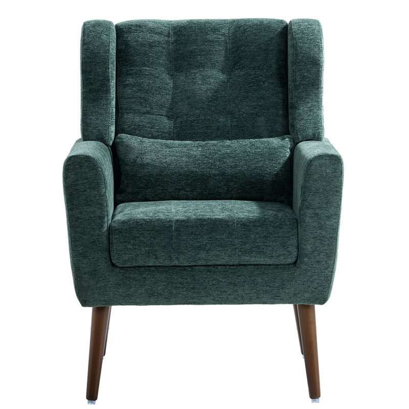 Comfortable Upholstered Armchair For Various Rooms, Enhancing Interior Style, Blackish Green Chenille/Black