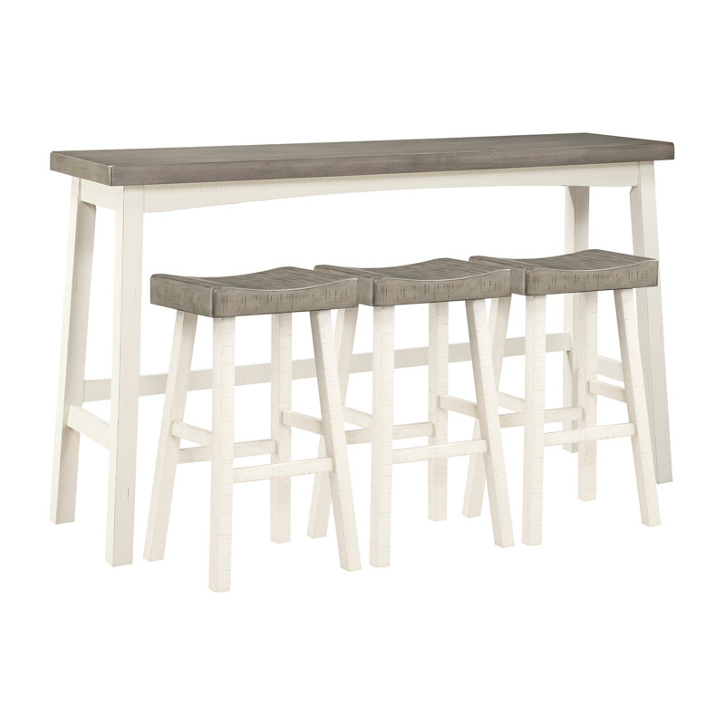 Tabouret de table transitionnel en bois massif - finition blanche et café pour la maison, Café, Café / blanc, Blanc