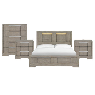 Picket House Furnishings Argo King 4PC Bedroom Set In Grey