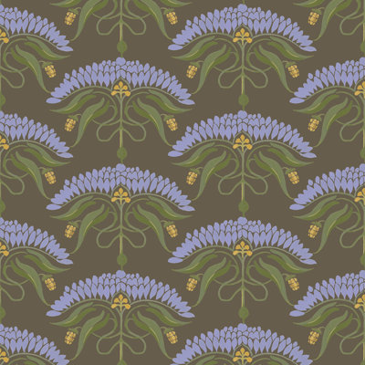 Fleur de Réve - Brown Lavender Floral Wallpaper