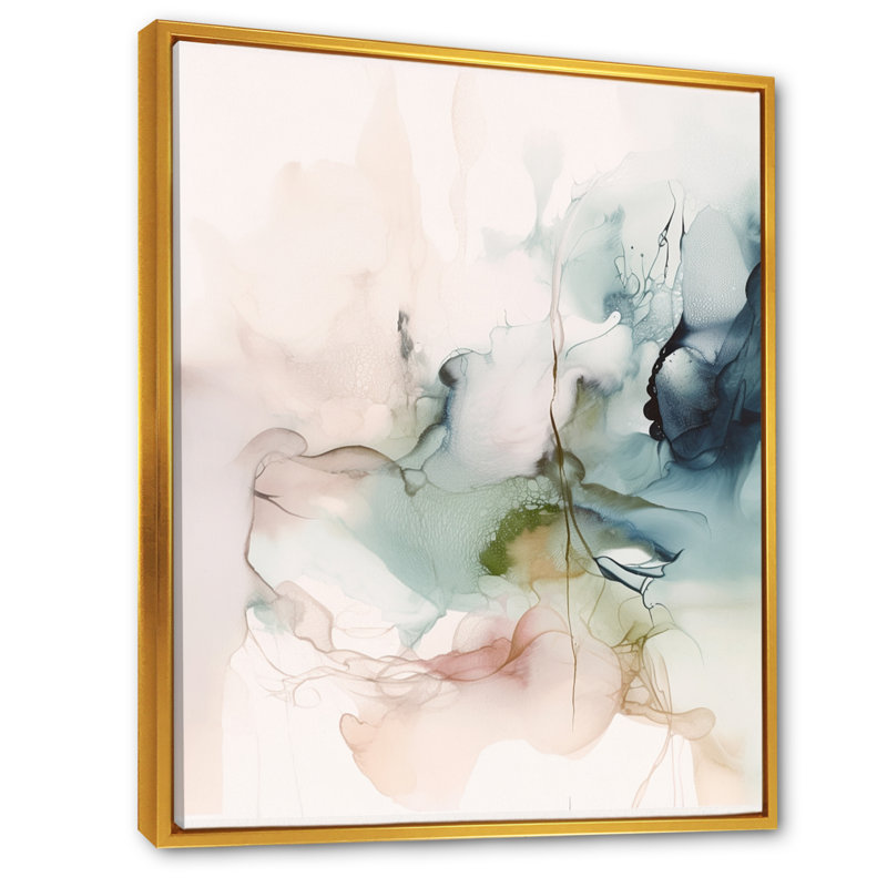 «Green and Cream Essence Of Modernity IV», reproductions de toiles abstraites en marbre, L 30 po x H 40 po