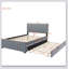Lit plateforme double tapissier en velours avec lit gigogne simple-252496233