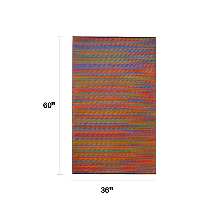Tapis d'extérieur imperméable en plastique Amyree, Cancun - multicolore, Rectangulaire 3 pi x 5 pi