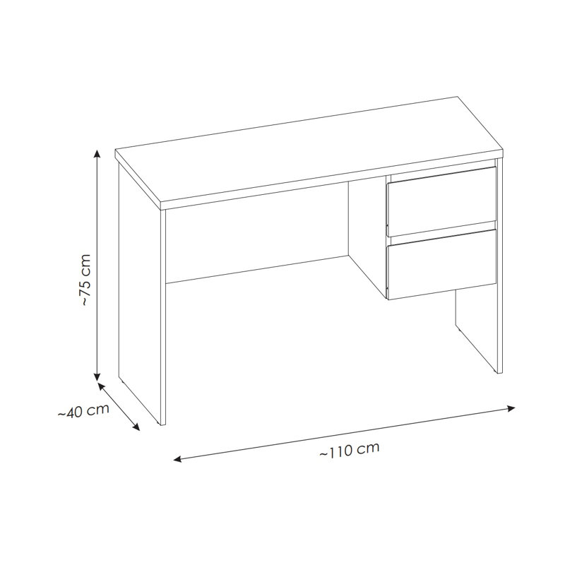 Canizales Desk, Oak, 75cm H x 110cm W x 40cm D
