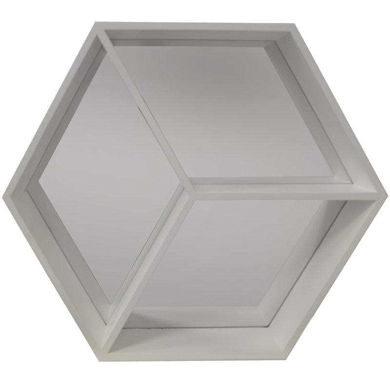 Wood Flat Wall Mirror with Shelves