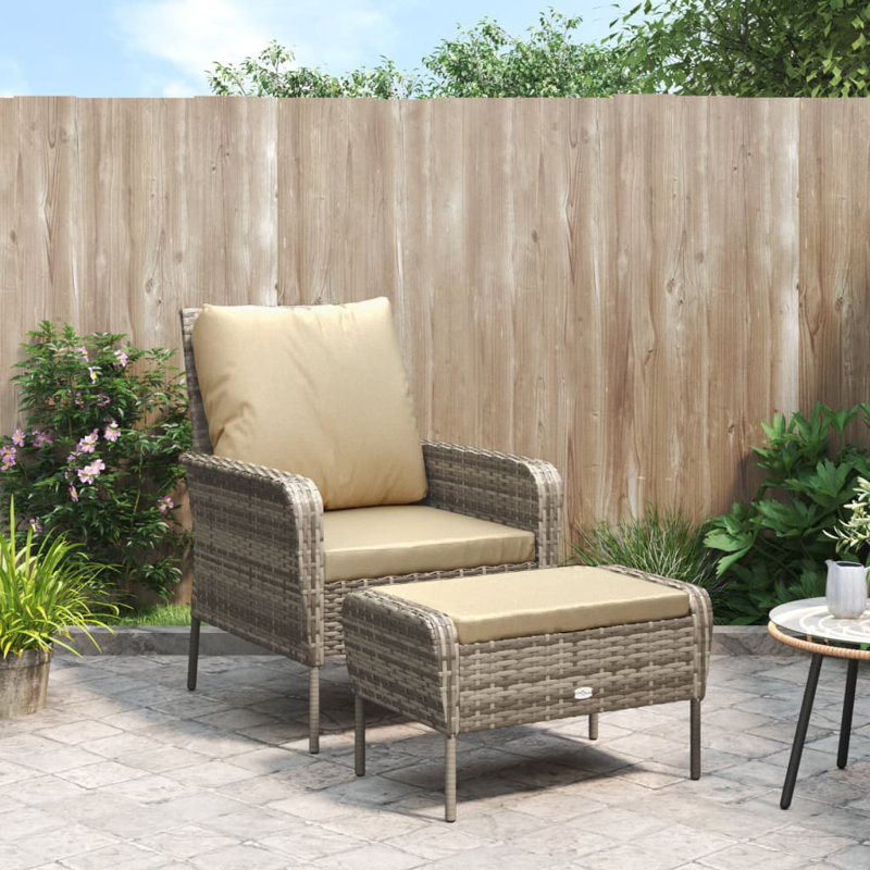 Chaise de patio en poly rotin brun clair Latitude Run®, Crème, Brun clair