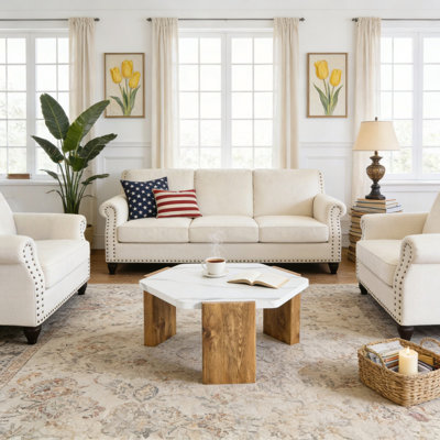 Table basse hexagonale moderne de 31 pouces avec surface en marbre blanc pour tout espace de vie