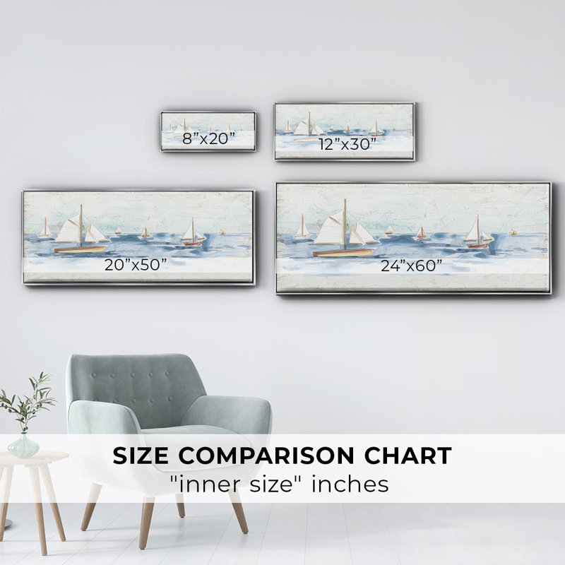 Bateaux sur l'eau I - toile encadrée, H 8 po x l 20 po