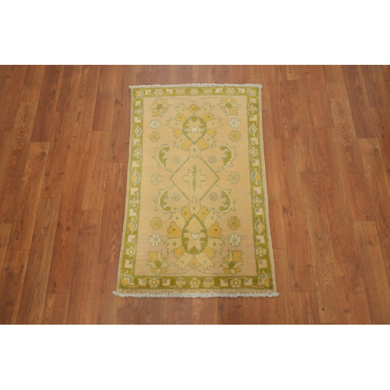 Tapis turc Oushak pêche douce et vert 2x3