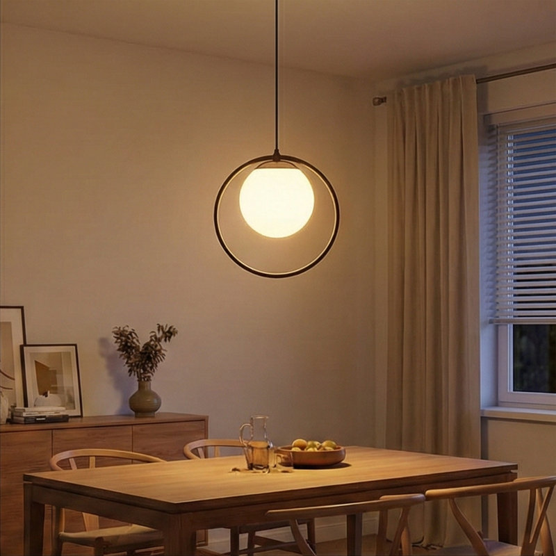 1-Light Single Globe Pendant with Adjustable Cord