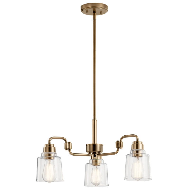 Aivian 3 - Light Geometric Chandelier, Weathered Brass, 3