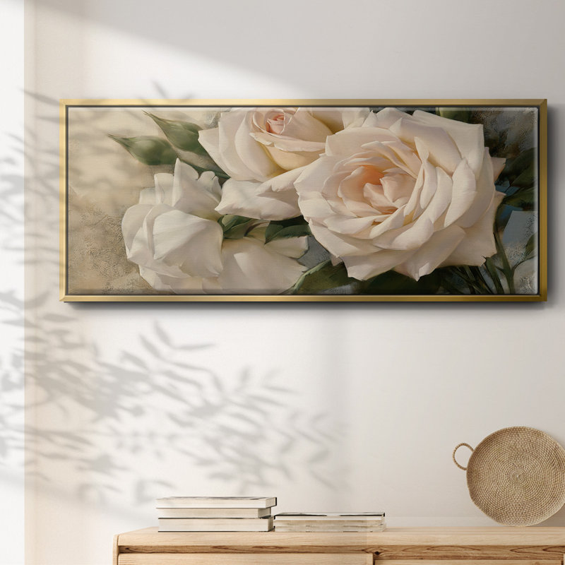 La Roseraie II- Framed Canvas, 8" H x 20" W