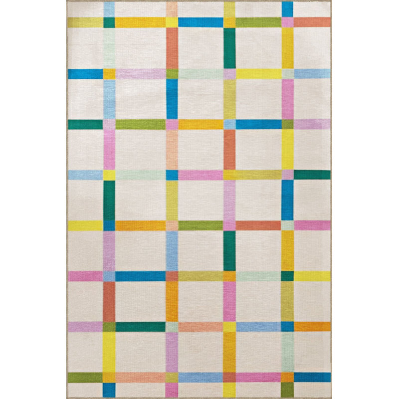 Tapis décoratif lavable à la machine beige, Tapis de couloir 3 pi 3 po x 6 pi 7 po