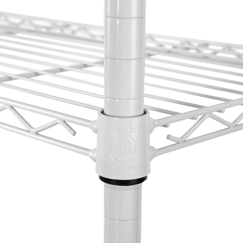 Steel Adjustable Height Shelving Unit with Wheels, White, 54" H x 36" W x 14" D