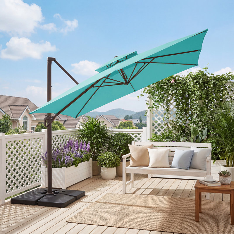  Parasol en porte-à-faux 9 pi, Bleu paon