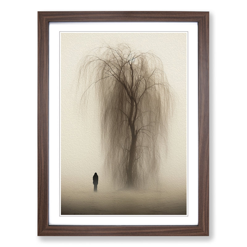 Weeping Willow Minimalism - Framed Print, 46cm H x 34cm W, Walnut Framed