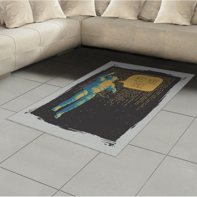 Astronaut High Density Long Fiber Poly Threads Decorative Area Rug Carpet, Rectangle 4' x 5'8"